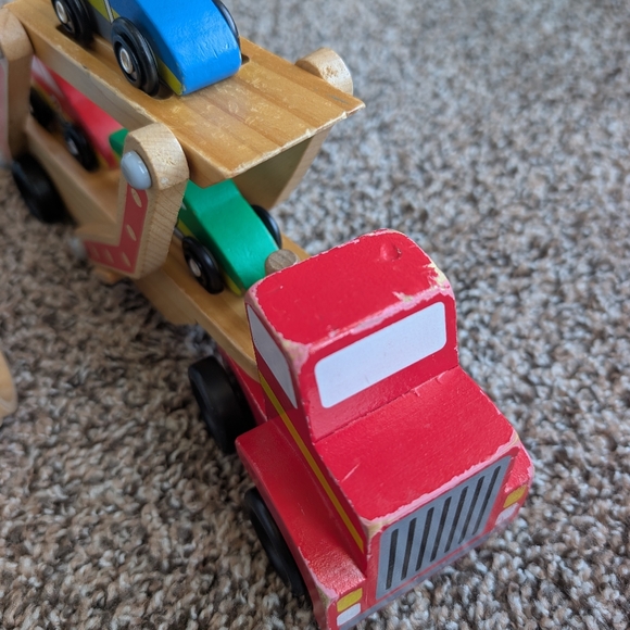 Bundle of Wooden Toys Melissa and Doug Car Hauler Truck Anthro Binoculars - Picture 2 of 5